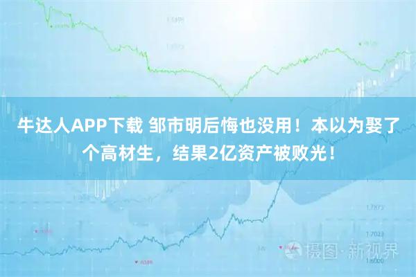 牛达人APP下载 邹市明后悔也没用！本以为娶了个高材生，结果2亿资产被败光！
