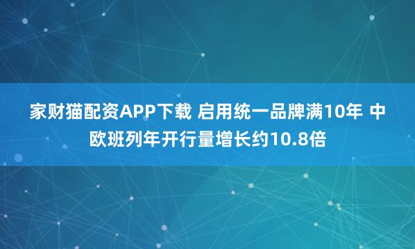 家财猫配资APP下载 启用统一品牌满10年 中欧班列年开行量增长约10.8倍
